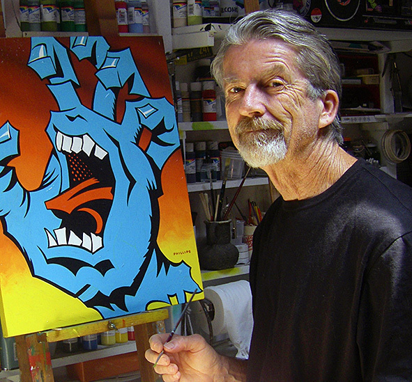 jim phillips painting the screaming hand logo