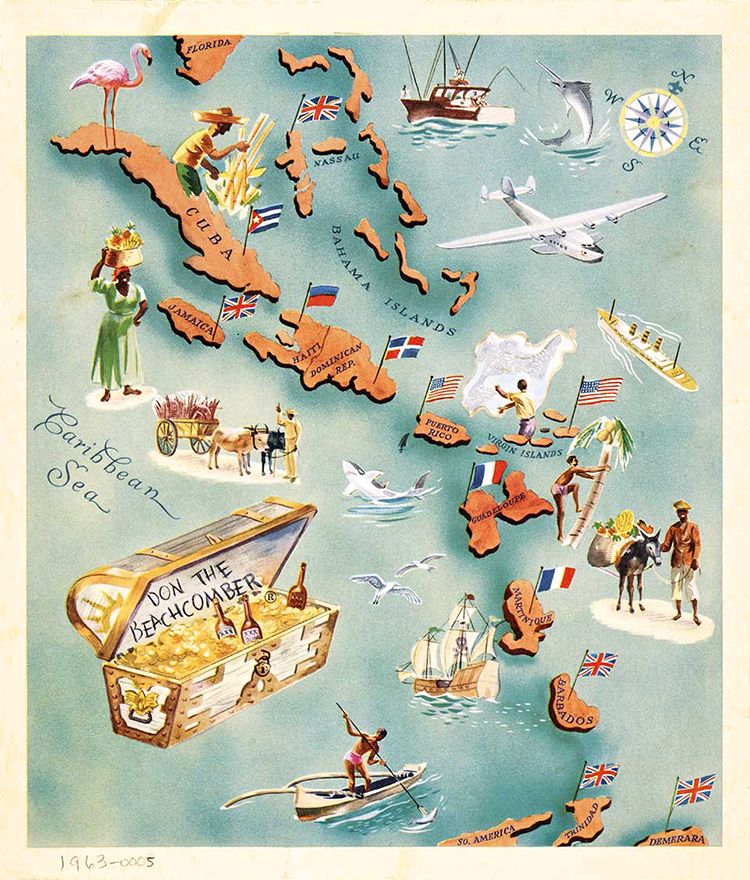 Vintage Map Caribbean Sea