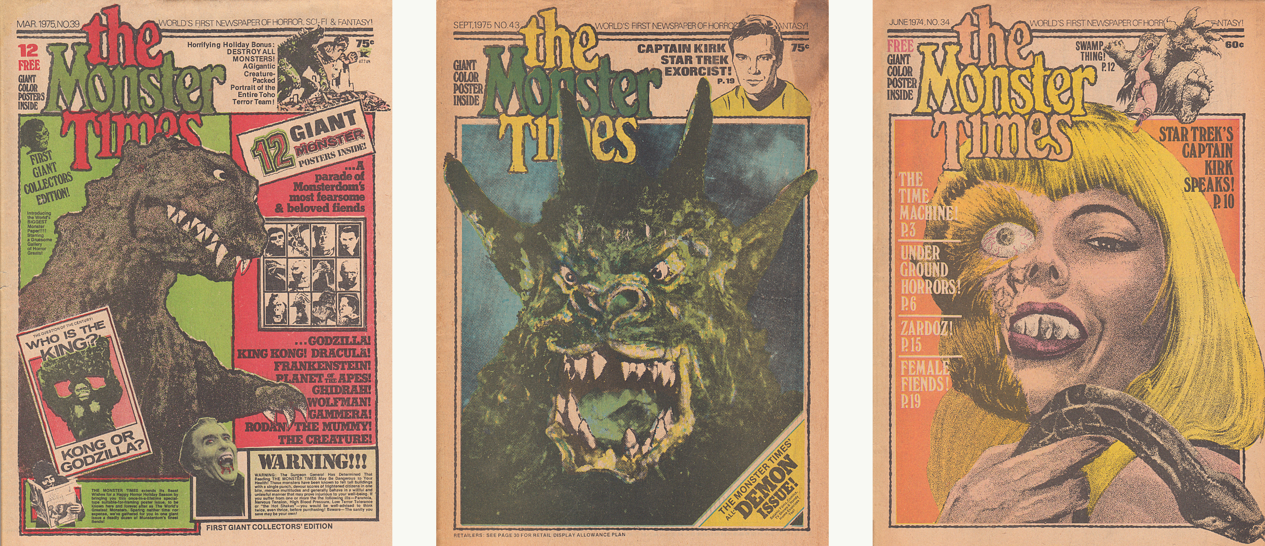 3 issues of the monster times magazine 3 issues of the monster times magazine