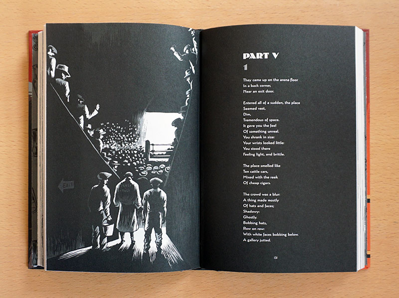 Sample spread from The Set-up by Joseph Moncure March, illustrated by Erik Kriek.