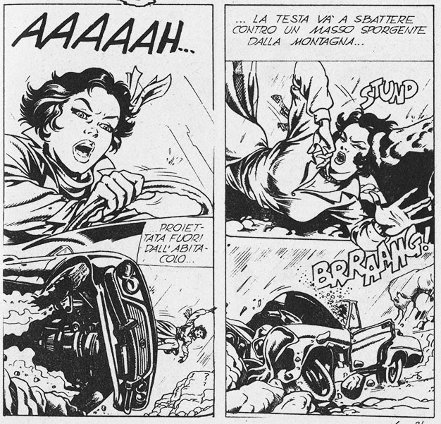 Ulla's Car Crash - Ulula Origin Story Comic Panel Comic panel from Ulula's origin story showing Ulla's car crashing in the Black Forest